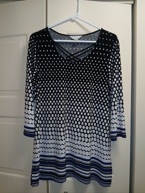 Black & White Polka Dot Crisscross Neck Tunic Top - Christopher Banks